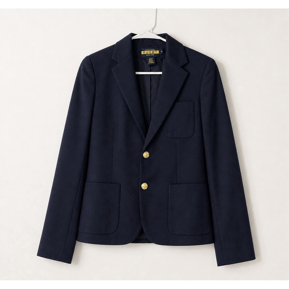 Ralph Lauren Rugby Navy Wool Blazer 6 Gold Crest Preppy Academia Equestrian NWT